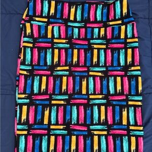 LuLaRoe Pink and Blue Midi Pencil Skirt for Cocktail